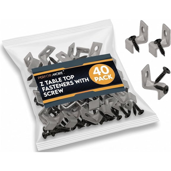 40 Pack Z Table Top Fasteners with Screws, Heavy Duty Z Table Top Fasteners Solid Steel with Black Screws for Woodworking Projects (Include 40 Clips and 40 Screws)