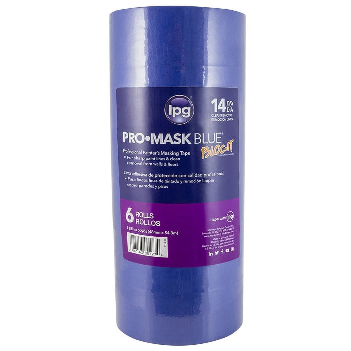40-Pack of 1.88” x 60 yds Intertape PT14 ProMask Blue Blue Masking Tape, Contractor 6-Pack