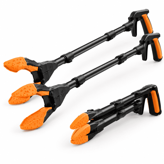 40'' (Pack of 2) - Black Folding Grabber Reacher Tool Heavy Duty Trash Picker Upper