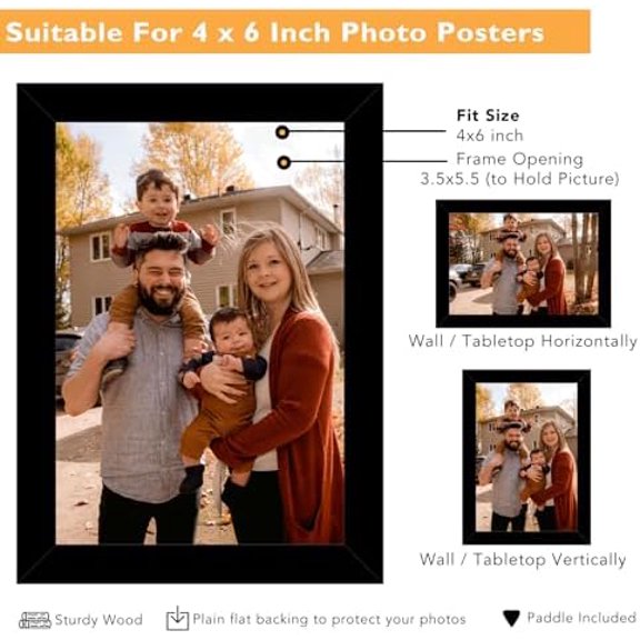 40 Packs 4x6 Picture Frame Black, Engineered Wood 4 x 6 Photo Frame, 4 by 6 Photo Poster Frame for Wall Hanging and Tabletop Set of 40, Black$$Home Decor, Kitchen, & Other