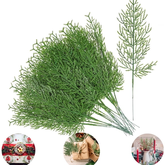 40 Packs Artificial Pine Needles Branches-13.7 Inch Green Plants Pine Needles,Christmas Artificial Pine Branches for DIY Garland Wreath Christmas Embellishing and Home Garden Decoration
