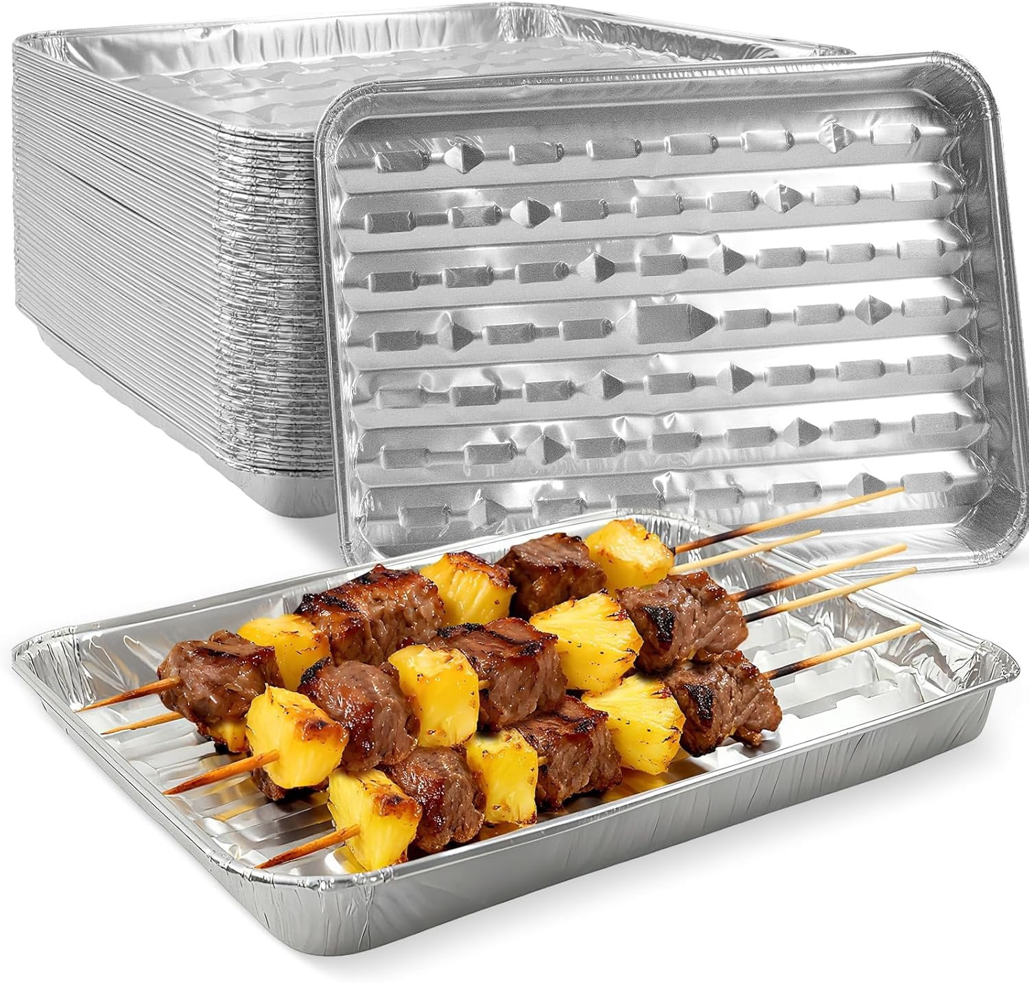 40 Packs Disposable Foil Broiler Pan, Large Roasting Pans for for BBQ ...