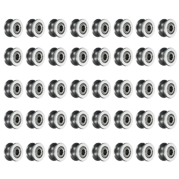 40 Packs U624ZZ U Groove Track Guide Bearing 4x13x7mm U Groove Roller Wheel Carbon Steel Bearings