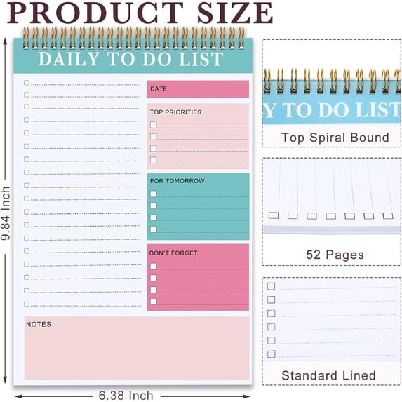 40 Pad to Do List Sticky Notes Notepad 2080 Sheets Daily Planner Note ...