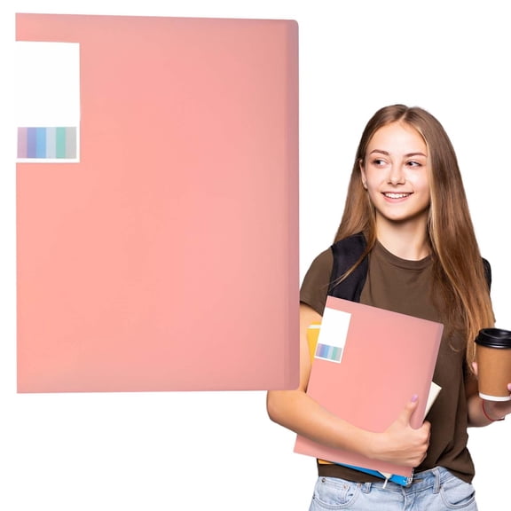 40-Page Student Exam Folder, Insert Style File Organizer with 60 Transparent Pockets, A4 Letter Size for Notes Handouts, Slim Portable for Home or Classroom, Pink, By Harlik