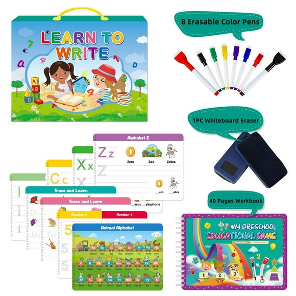 40 Pages Preschool Learning Workbook, andwriting Practice for Kids Autism Educational Toys Learn to Write, Educational Montessori Busy Book Toys for Toddlers 3 4 5 6 Years Olds