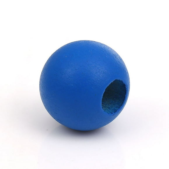 40 Painted Royal Blue Large Hole Macrame Wood Bead 24mm with 9mm Hole