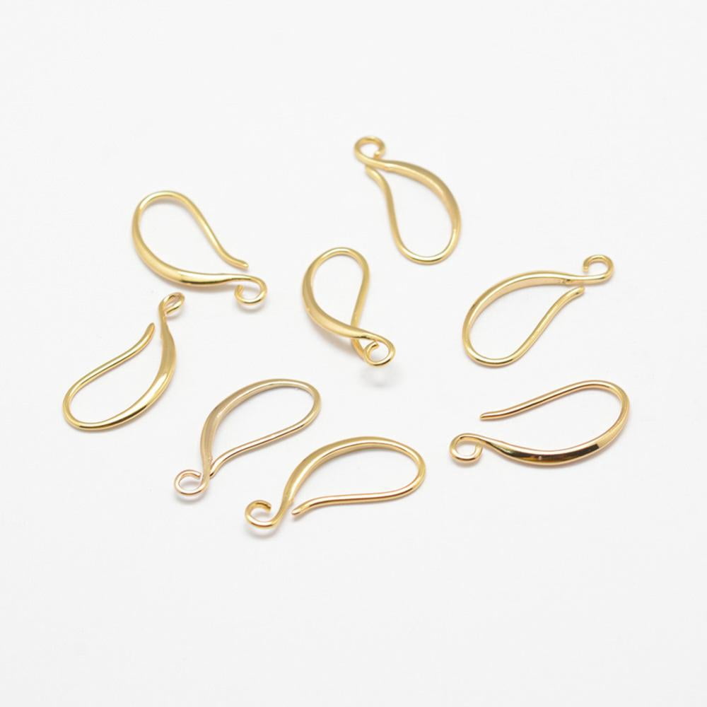 40 Pair Brass Earring Hooks Ear Wire with Horizontal Loop Long-Lasting Plated Real 18K Gold Plated 21x9x1.5mm Hole: 2mm 21 Gauge Pin: 0.7x0.8mm