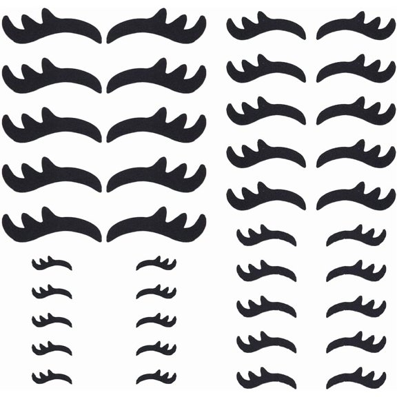 40 Pairs Felt Eyelashes for DIY Crochet Stuffies and Plushies 4 Sizes Black Color Eyelash Applique Patches Felt Craft Eyes DIY Puppet and Plush Animal Making Supplies