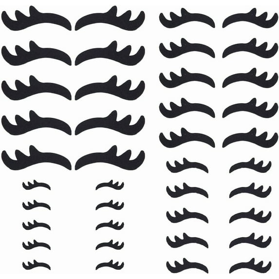 40 Pairs Felt Eyelashes for DIY Crochet Stuffies and Plushies 4 Sizes Black Color Eyelash Applique Patches Felt Craft Eyes DIY Puppet and Plush Animal Making Supplies