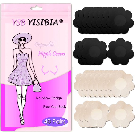 40 Pairs Nipple Covers For Women Disposable Invisible & Natural Satin Nipple Stickers Petals Breast Pasties