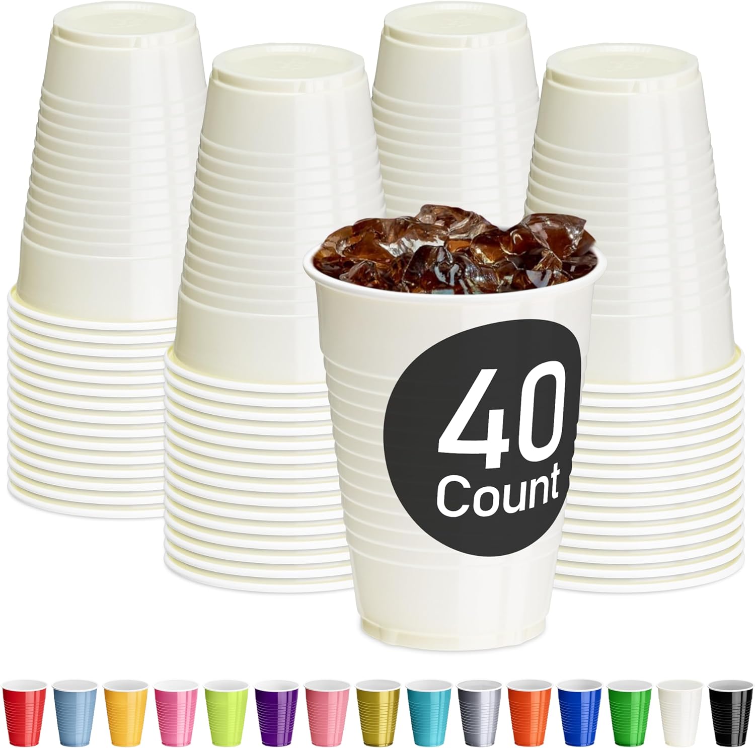 40 Party Cups 12 oz Disposable Plastic Cups Ideal for Birthday