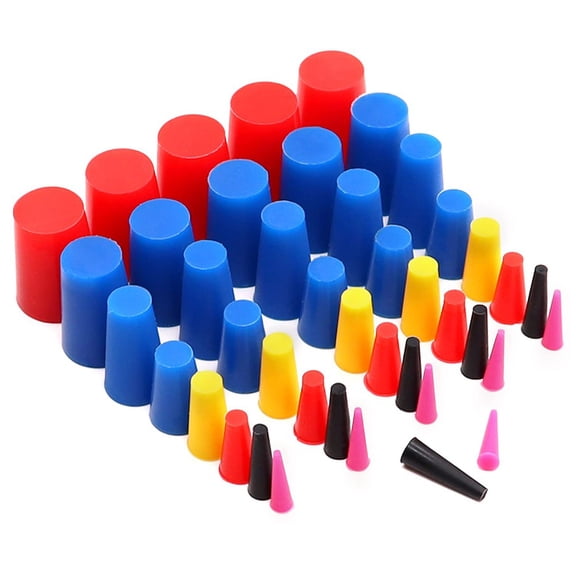 40 Pc 1/16" To 3/4" High Temp Silicone Rubber Tapered Plug Kit For Powder Coati Plating, Anodizing, Media Blasting