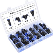 40-Pc Push-To-Connect Air Line Fitting Kit, Durable Pneumatic Quick Connectors With Secure Locking Design, Assorted Sizes For Air Compressor Systems, Pneumatic Tools And