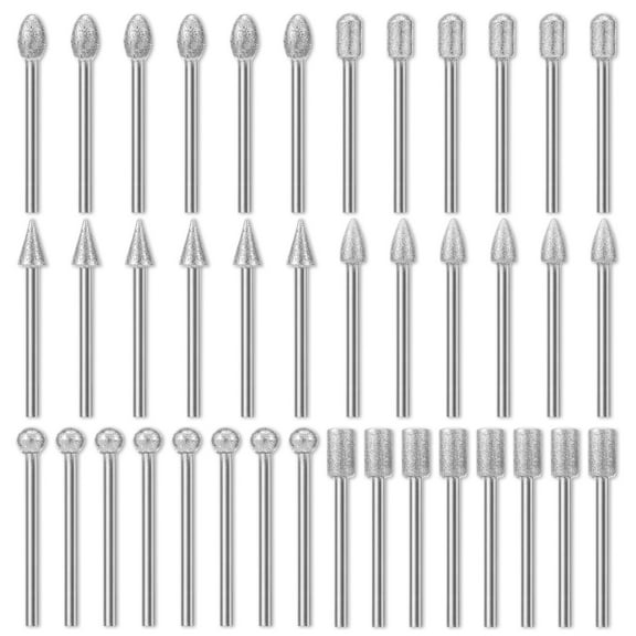 40 Pcs 120 Grit Diamond Grinder Bit with 1/8" Shank Compatible with Dremel Rotary Tool Reliable Diamond Grinding Bit for Stone Glass Porcelain Ceramic