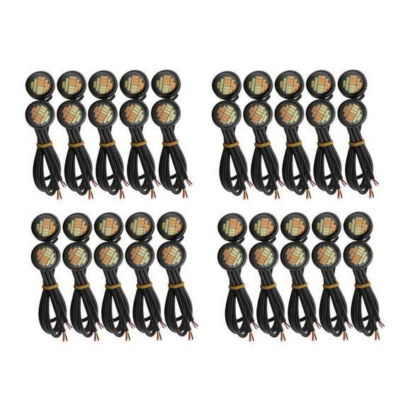 40 Pcs 12V 23mm Dual Color Switchback 4014 Smd 12 LED Drl Eagle Eye Daytime Light Car Motor Turn Lights,40x headlights,Black