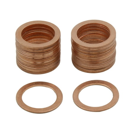 40 Pcs 19mm Inner Dia Copper Washers Flat Sealing Gasket Rings for Cars