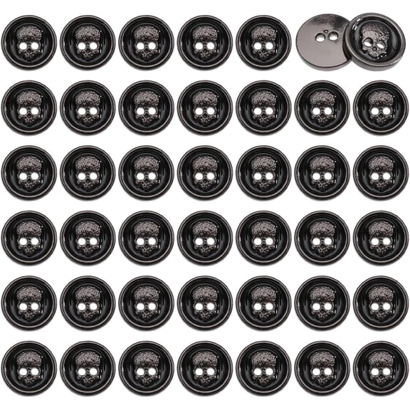 40 Pcs 2 Holes Flat Round Buttons Shape Button Head Buttons Decorative Alloy Enamel Button for Suits Blouses Coat Uniform Jacket Sewing Craft Black Metal Gunmetal