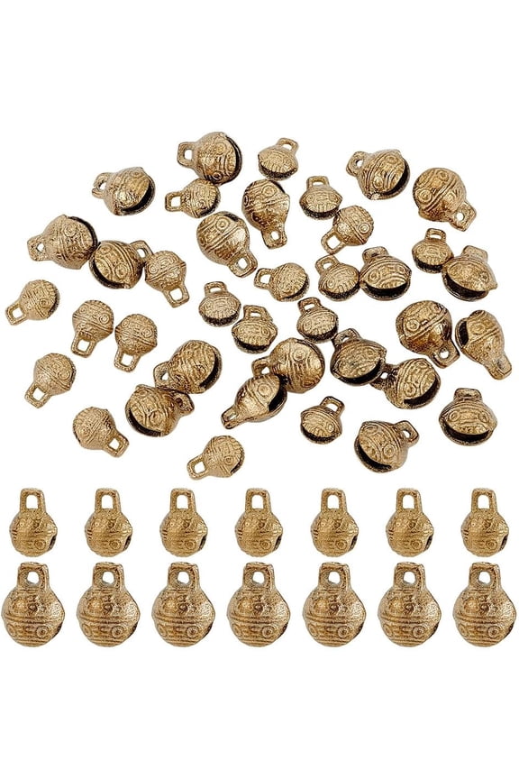 40 Pcs 2 Styles Vintage Tibetan Brass Bells Mini Jingle Round Bell Charms Pendants with Tiger Face for DIY DIY Jewelry Making Wind Chimes Home Door Decoration Accessories