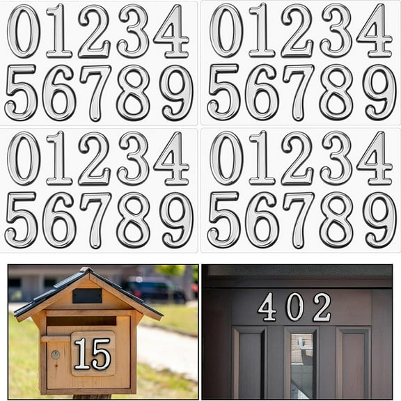 40 Pcs 2Inch Mailbox Numbers for Outside Tutuviw 0–9 Address Door Address Number Stickers Reflective Adhesive Vinyl Numbers for Mailbox with Sticky Tabs for Apartment Door(Silver)