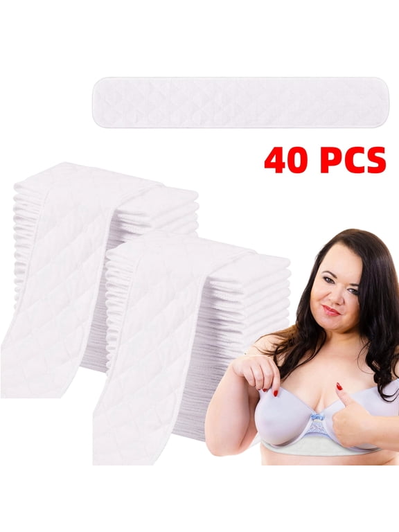 40 Pcs 3 Layer Bra Liner Sweating, Cotton Sweat Liner Under Bra Pad Breast Washable Rectangle Absorb for Women Supply