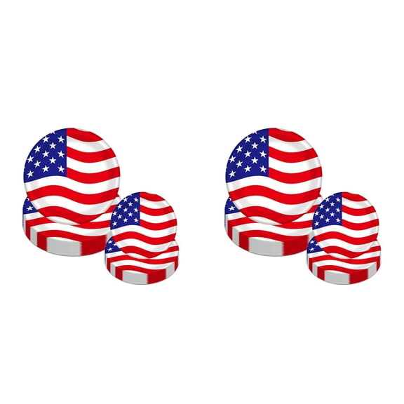 40 Pcs 4th of July Patriotic Paper Plates - 7" Disposable Plates for Independence Day, Memorial Day, and Veterans Day Party Supplies - Red White Blue Dinnerware for Celebrations (A)