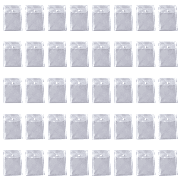 40 Pcs A6 Size Vertical Plastic Envelopes with Snap Closure, 4.3 x 6.3 in / 11 x 16 cm Transparent File Bags, Voucher Holder Envelopes for Office, School and Home, Protects Documents from Dust