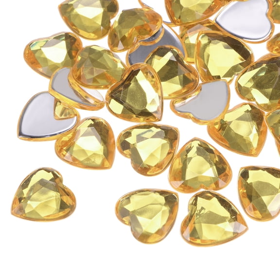 Uxcell 40 Pcs Acrylic Heart Rhinestone 0.79" Flat Back Plastic Gems Light Brown