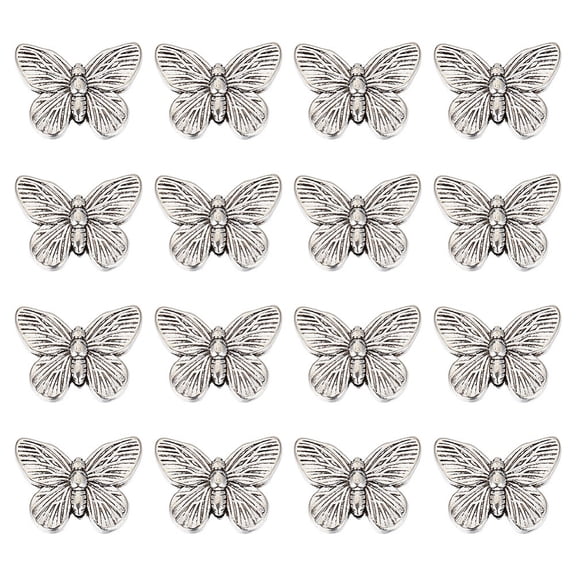 40 Pcs Alloy Butterfly Beads Vintage Silver Butterfly Beads Tibetan Style Insect Beads for Jewelry Making Crafting DIY