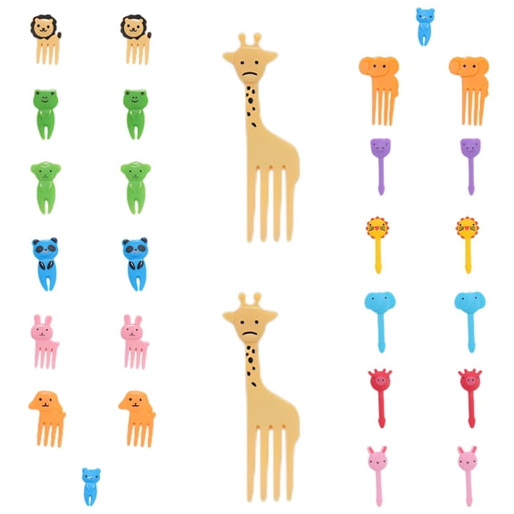 40 Pcs Animal Food Picks, Cute Animal Plastic Fruit Forks, Bento Box Party Supplies, Decorative Salad Cake Dessert Lunch Accessories, Multicolor ABS Resin, 5.1 x 3.9 x 0.8 in