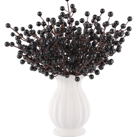 40 Pcs Artificial Berry Stems Branches, Red, orange, black, Thanksgiving, Halloween Christmas Faux Holly Berries Picks Ornaments for Christmas Tree Wreath DIY Craft Decorations Holiday Home Decor