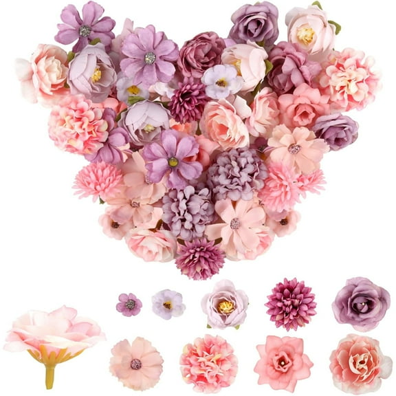 40 Pcs Artificial Flower Bud, 9 Styles of Handcrafted Floral Materials Mini Silk Artificial Flowers for Wedding