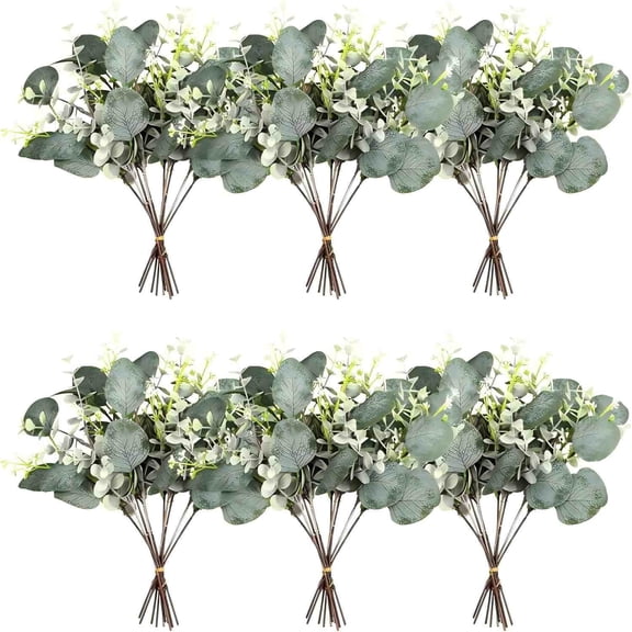 40 Pcs Artificial Greenery Eucalyptus Stem Silver Dollar Leaves Baby Eucalyptus Leaves Suitable for Family Wedding Vase Centerpieces Bouquet Flower Arrangement