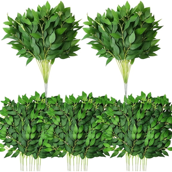 40 Pcs Artificial Italian Ruscus Greenery Stems 55 cm 21.6'' Fake Leaf Garland Branches Silk Greenery Leaves for DIY Wedding Arch Bouquet Vase Filler Table Centerpieces Home Decor (Green)