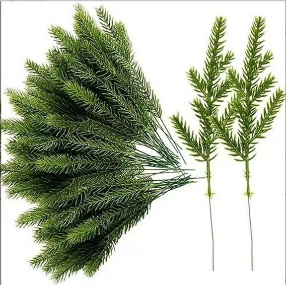 40 Pcs Artificial Pine Branches Christmas Decorations Christmas Greenery Plants Pine Needles DIY Cedar Picks and Sprays Accessories for Christmas Garland Wreath Craft and Home Decor