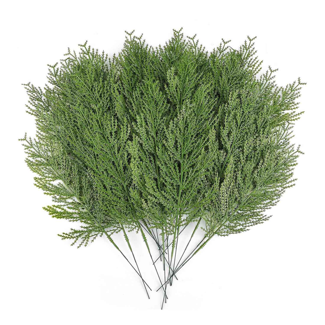 40 Pcs Artificial Sprigs Faux Spray Branches Cypress Stems Pine Picks Plastic Greenery Christmas