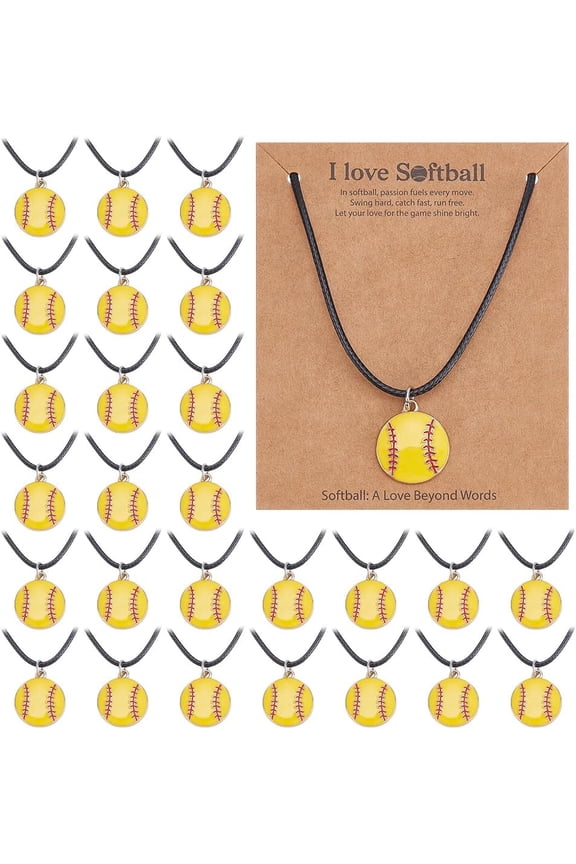 40 Pcs Baseball Pendant Necklaces Sport Necklace Team Gift Baseball Pendant Necklace Softball Jewelry Chain with Card