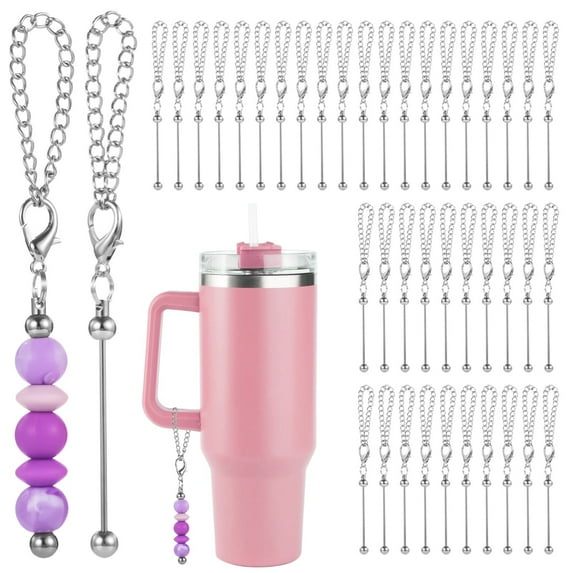 40 Pcs Blank Beadable Keychain Bars, Metal Cup Chains for DIY, Beaded Key Chain Making Accessories