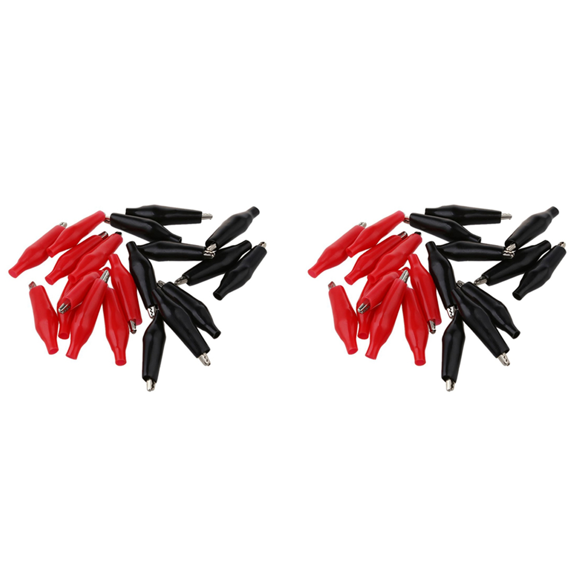40 Pcs Black Red Soft Plastic Coated Testing Probe Alligator Test Clip