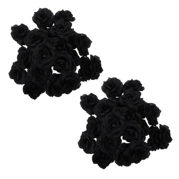 40 Pcs Black Rose Artificial Silk Flower Wedding House Office Garden Decor DIY