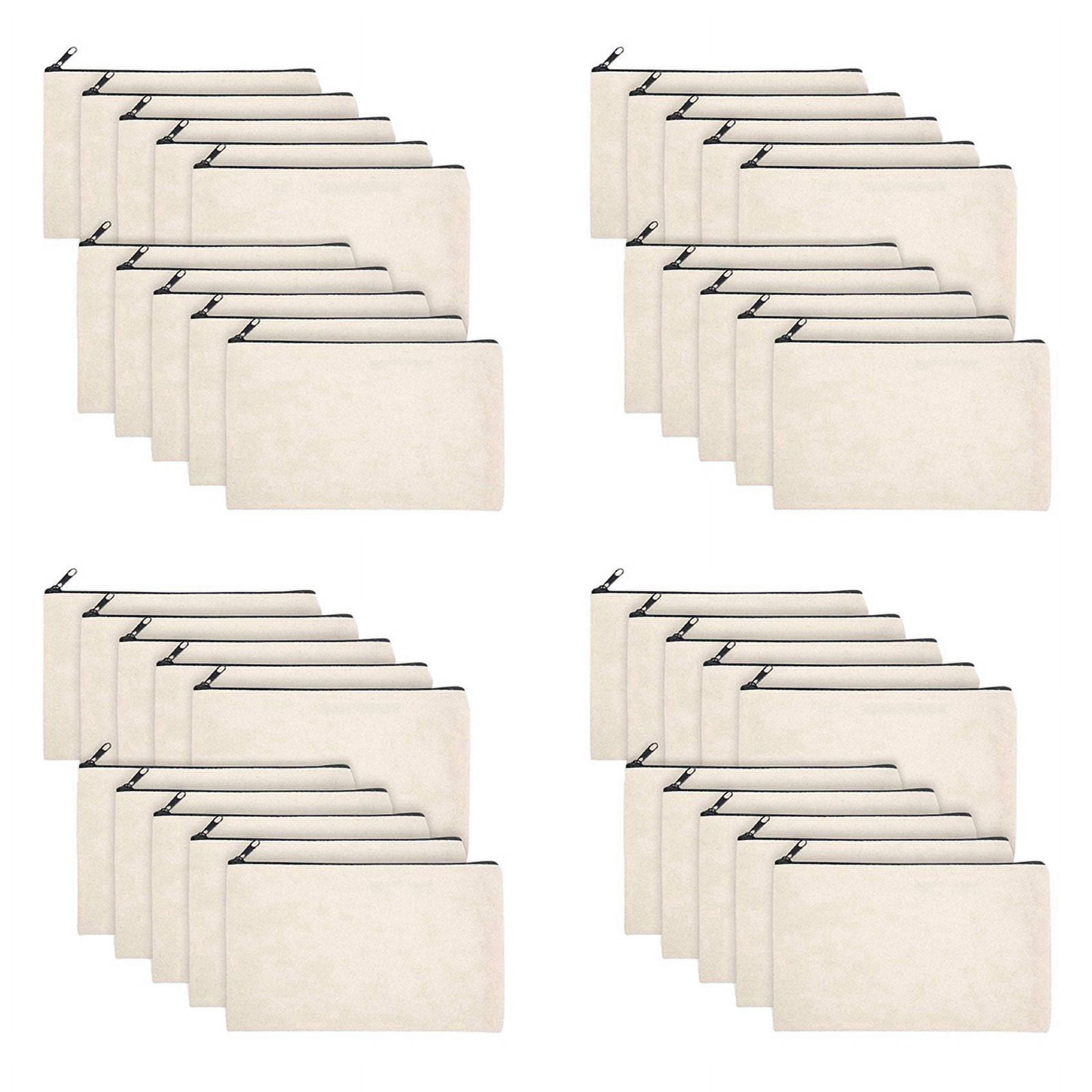 40 Pcs Blank DIY Craft Bag Canvas Pen Case Blank Makeup Bags - Canvas Pencil Bag Cotton Canvas Cosmetic Bag Travel Bag