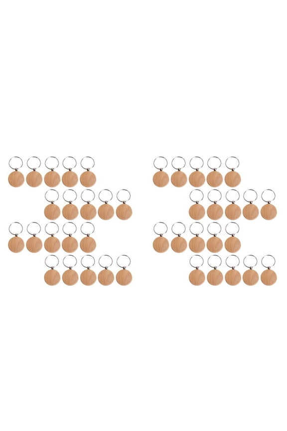 40 Pcs Blank Wooden Keychain Personalized Round Engraving Key Diy Wood Keychains Key Tags Can Engrave Diy Gifts