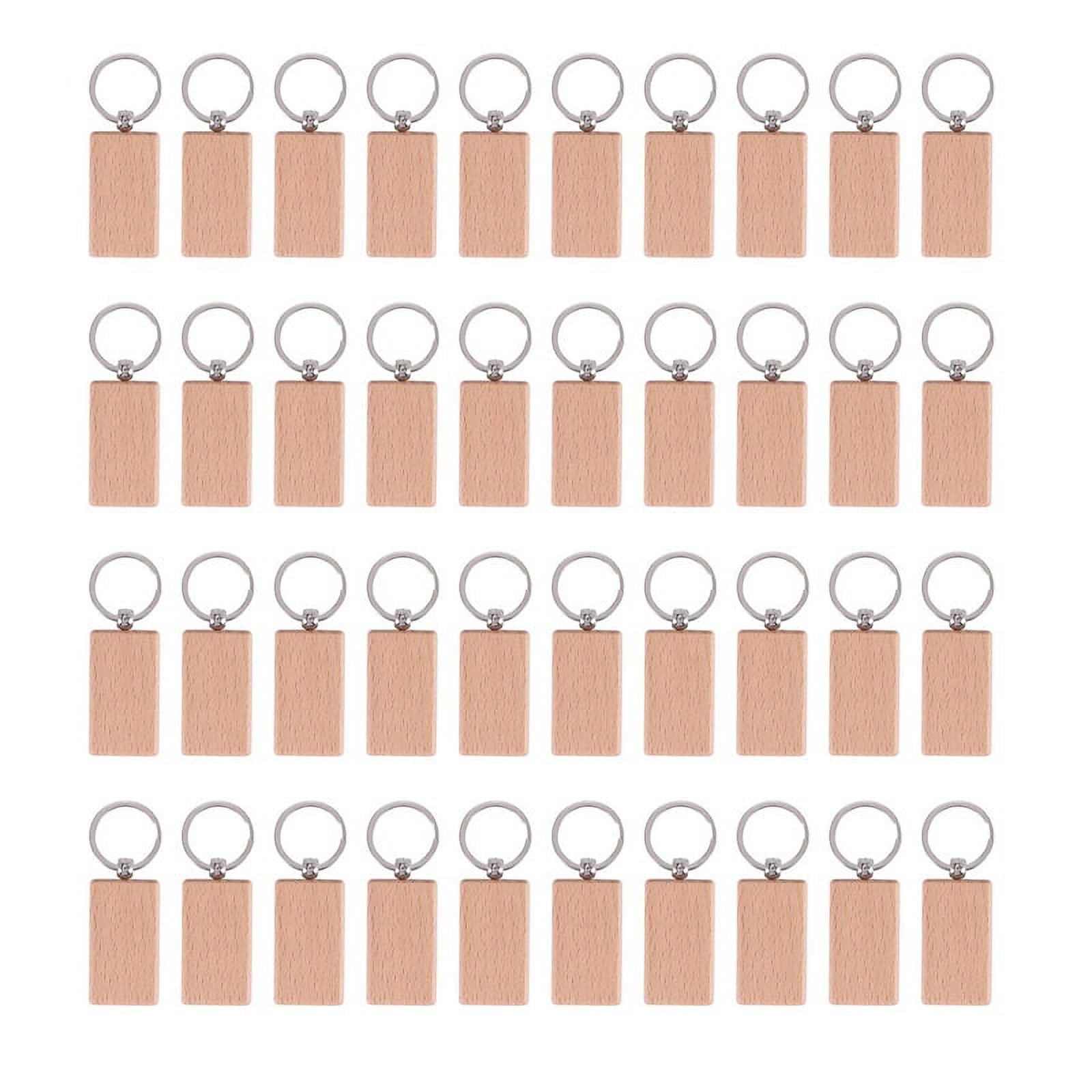 40 Pcs Blank Wooden Keychain Rectangular Engraving Key Diy Wood Keychains Key Tags Can Engrave Diy Gifts
