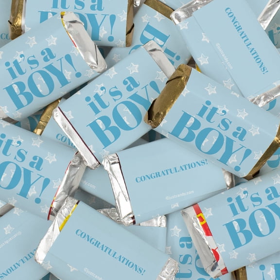 40 Pcs Blue It's a Boy Baby Shower Candy Party Favors Wrapped Hershey's Miniatures Chocolate