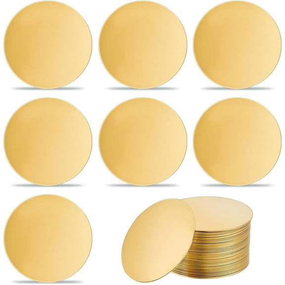 40 Pcs Brass Sheet Metal Stamping Blanks 1.37 Inch Round Circle Thick Brass Tags 0.4 mm Thick for DIY Crafts Gifts Jewelry Making and Crafts Gold