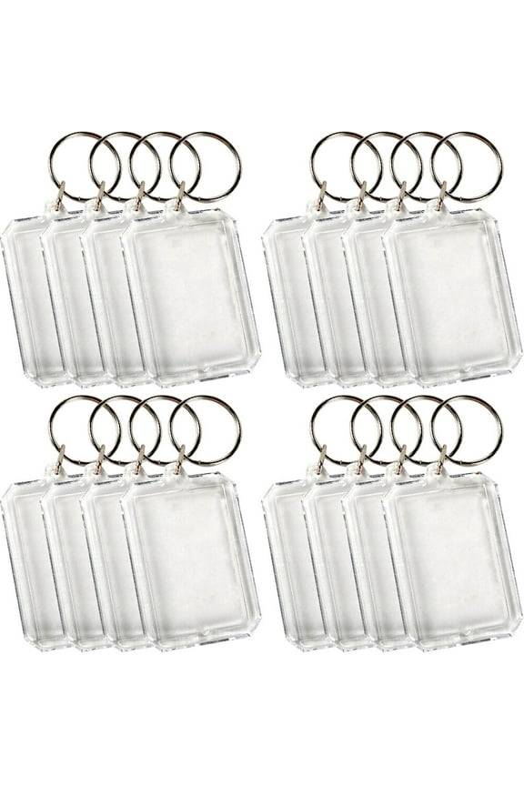 40 Pcs Bulk Keychains Acrylic Travel Commemoration Transparent Rings