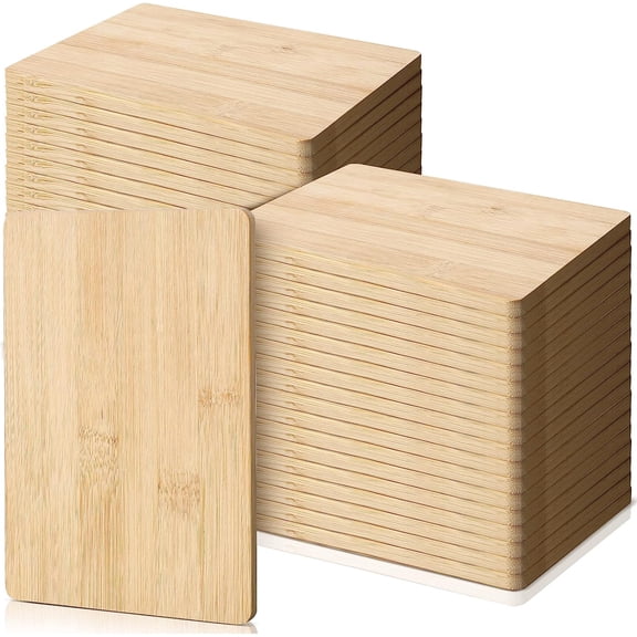 40 Pcs Bulk Plain Bamboo Cutting Board Bamboo Chopping Board Small Serving Cutting Board Mini Blank Bamboo Board for Kitchen DIY Engraving Gifts 7.9 x 5.5 x 0.4 Inch