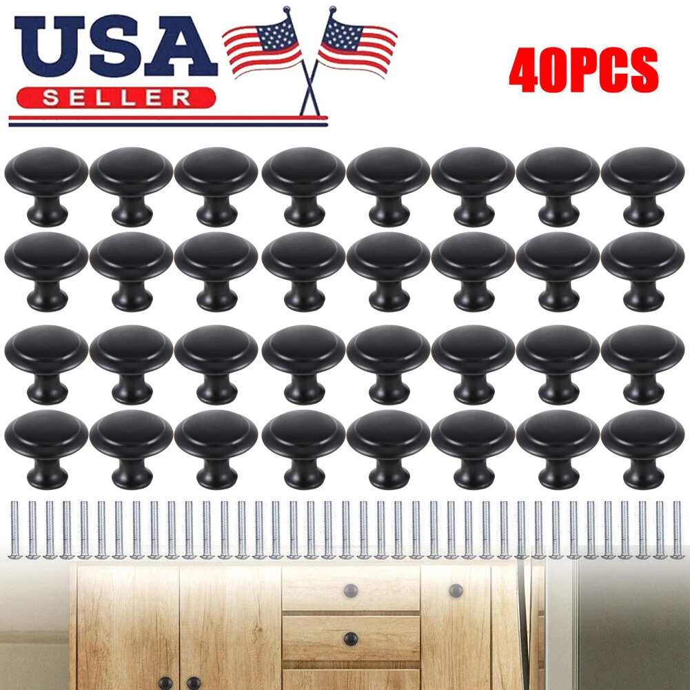 40 Pcs Cabinet Knobs Hardware Bedroom Kitchen Drawer Cupboard Handle Pulls Black
