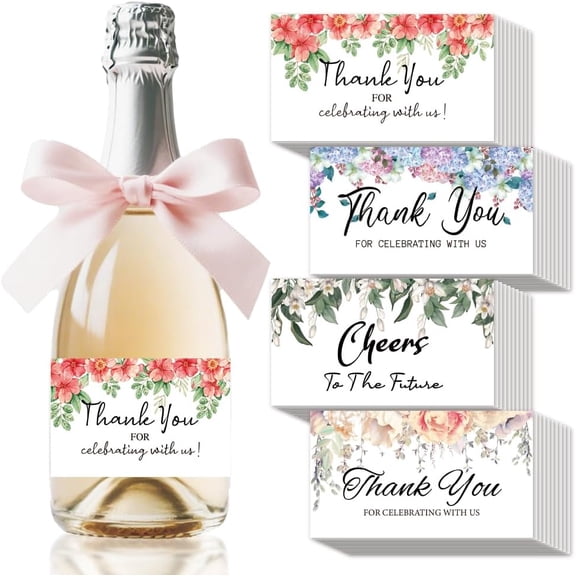 40 Pcs Cheers to The Future Wine Labels for Bottles Mrs. Mini Champagne Labels Plant Flower Champagne Stickers Wine Bottle Decoration for Bridal Wedding Reception Wedding Gifts Colorful