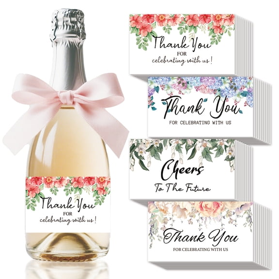 40 Pcs Cheers to The Future Wine Labels Bottles Mrs. Mini Champagne Labels Plant Flower Champagne Stickers Wine Bottle Decoration Bridal